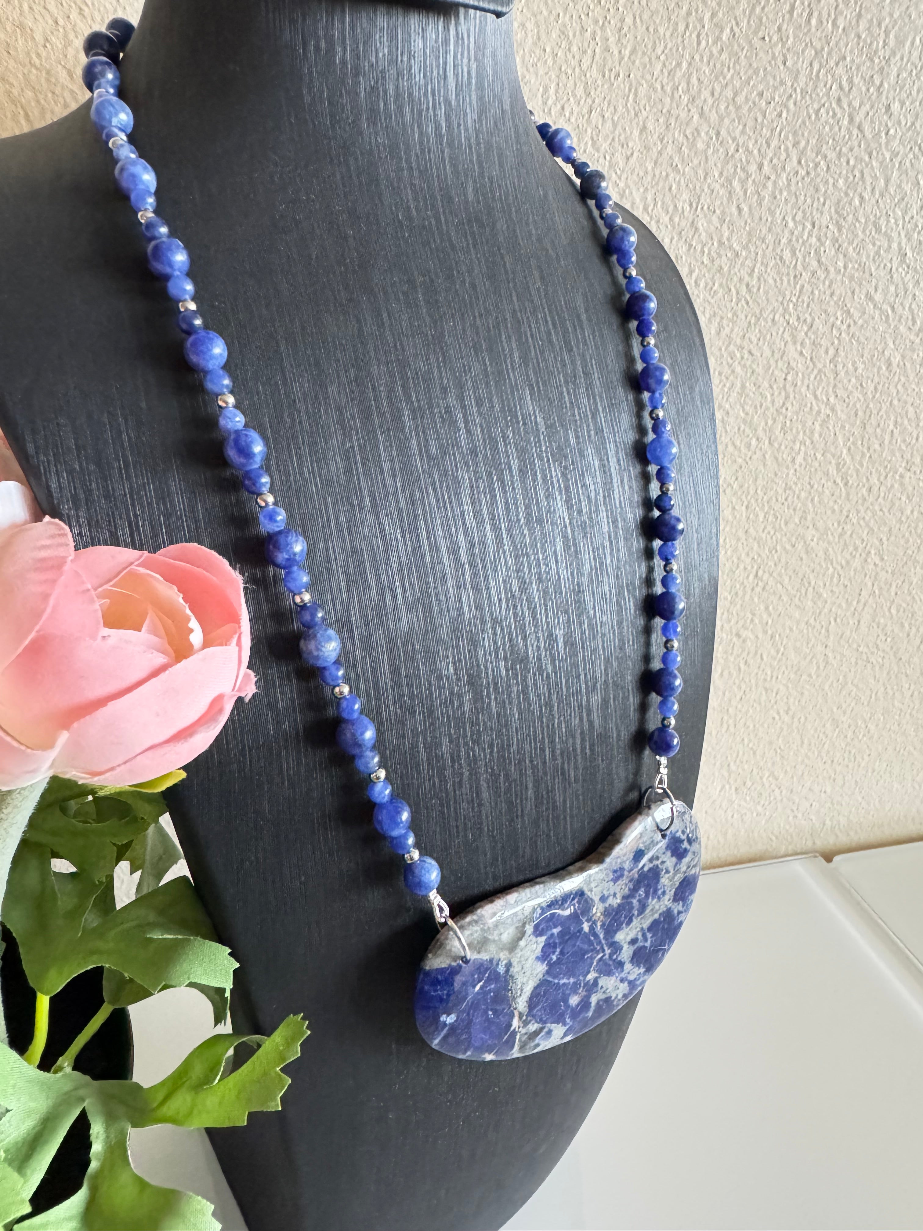 Sodalite necklace with stainless settings(Tarnish free)