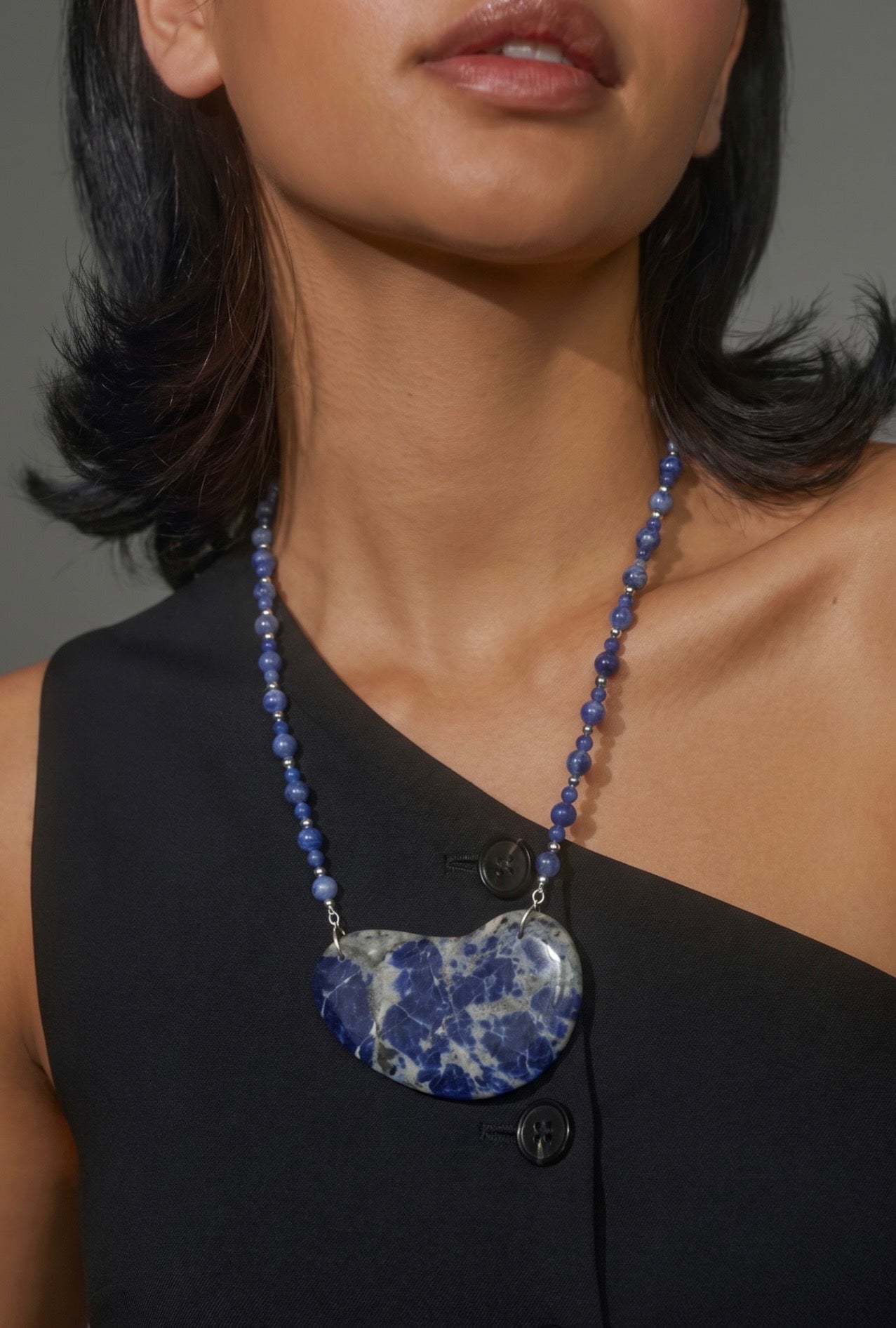 Sodalite necklace with stainless settings(Tarnish free)