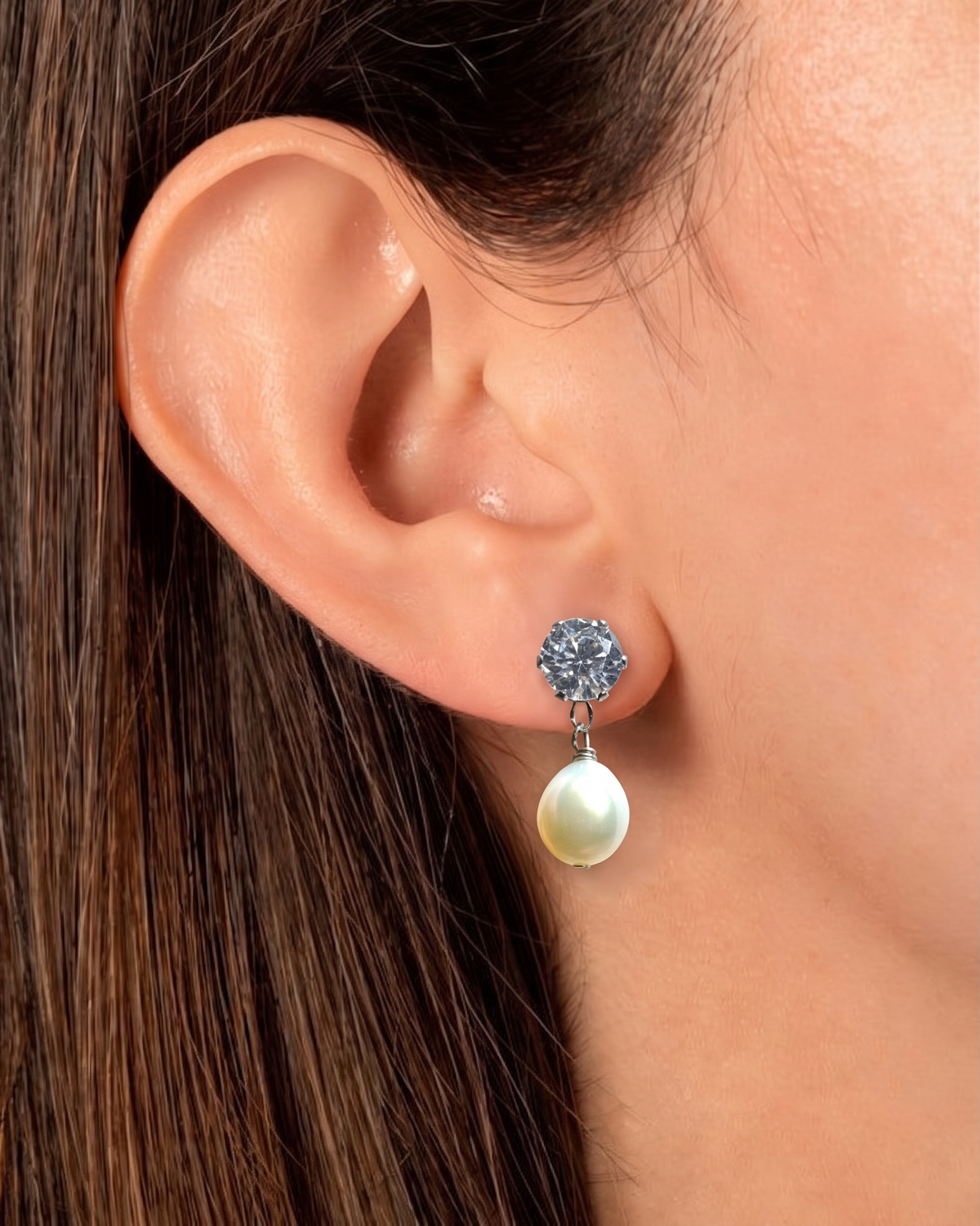 Surgical Stainless Cubic Zirconia Studs Earrings with & Removable 3 Jackets, Minimalist Dainty Double-Sided Earrings, Gift for Her