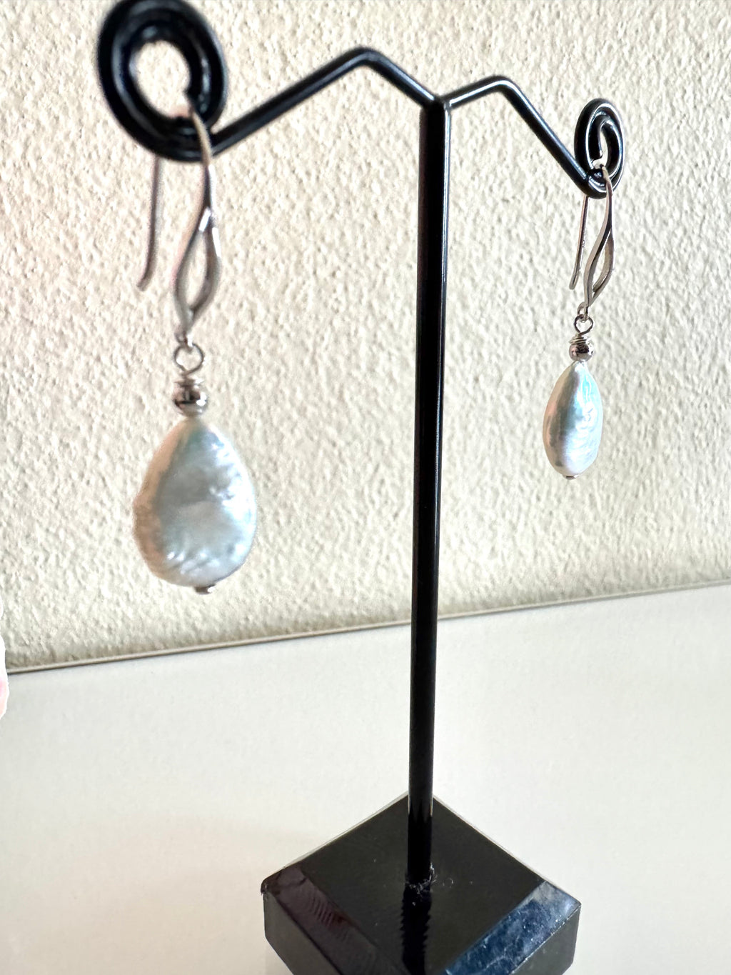 Sterling silver freshwater drop shape pearl earrings