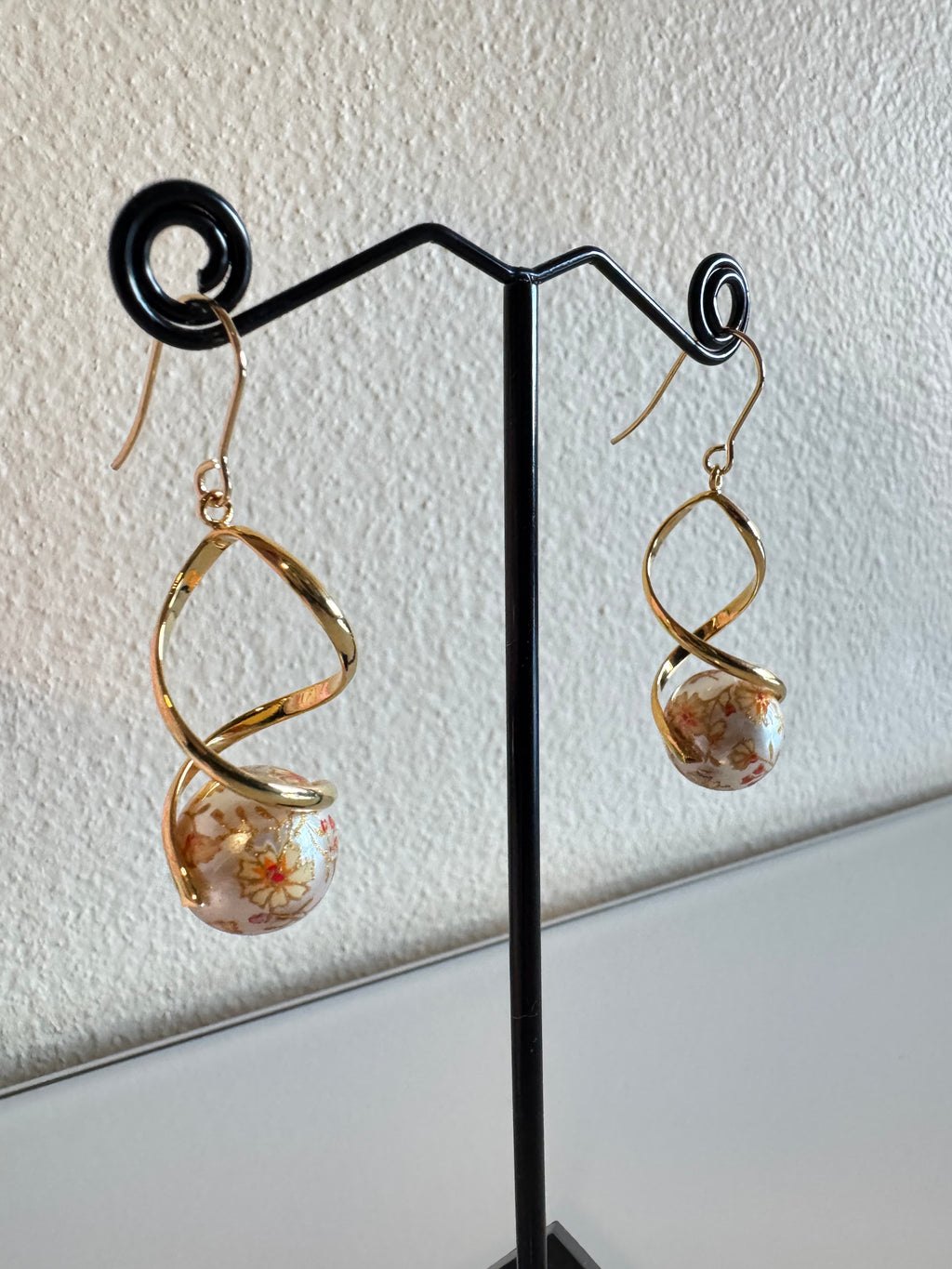 Japanese tensha beads earrings with surgical stainless settings