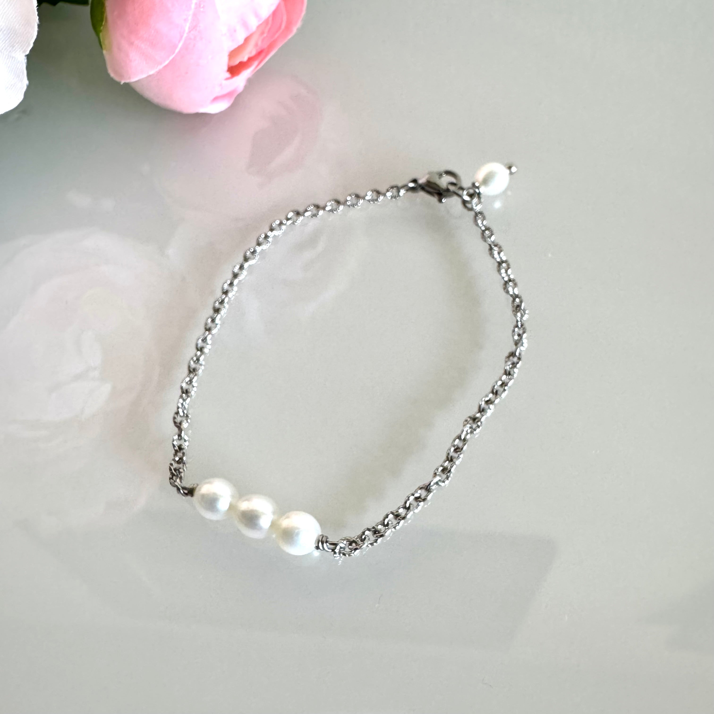 Freshwater pearl bracelet with stainless(Tarnish free & water proof)