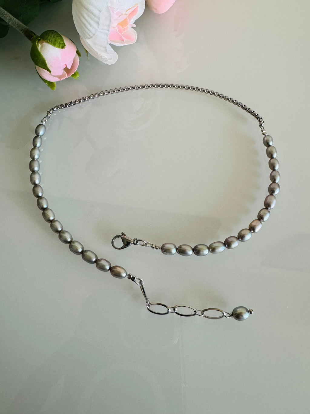 Freshwater Grey Colour Pearl Wrapping Bracelet, Real Pearl Jewellery, Waterproof Surgical Stainless Chain & Adjustable Clasps, Gift for Her