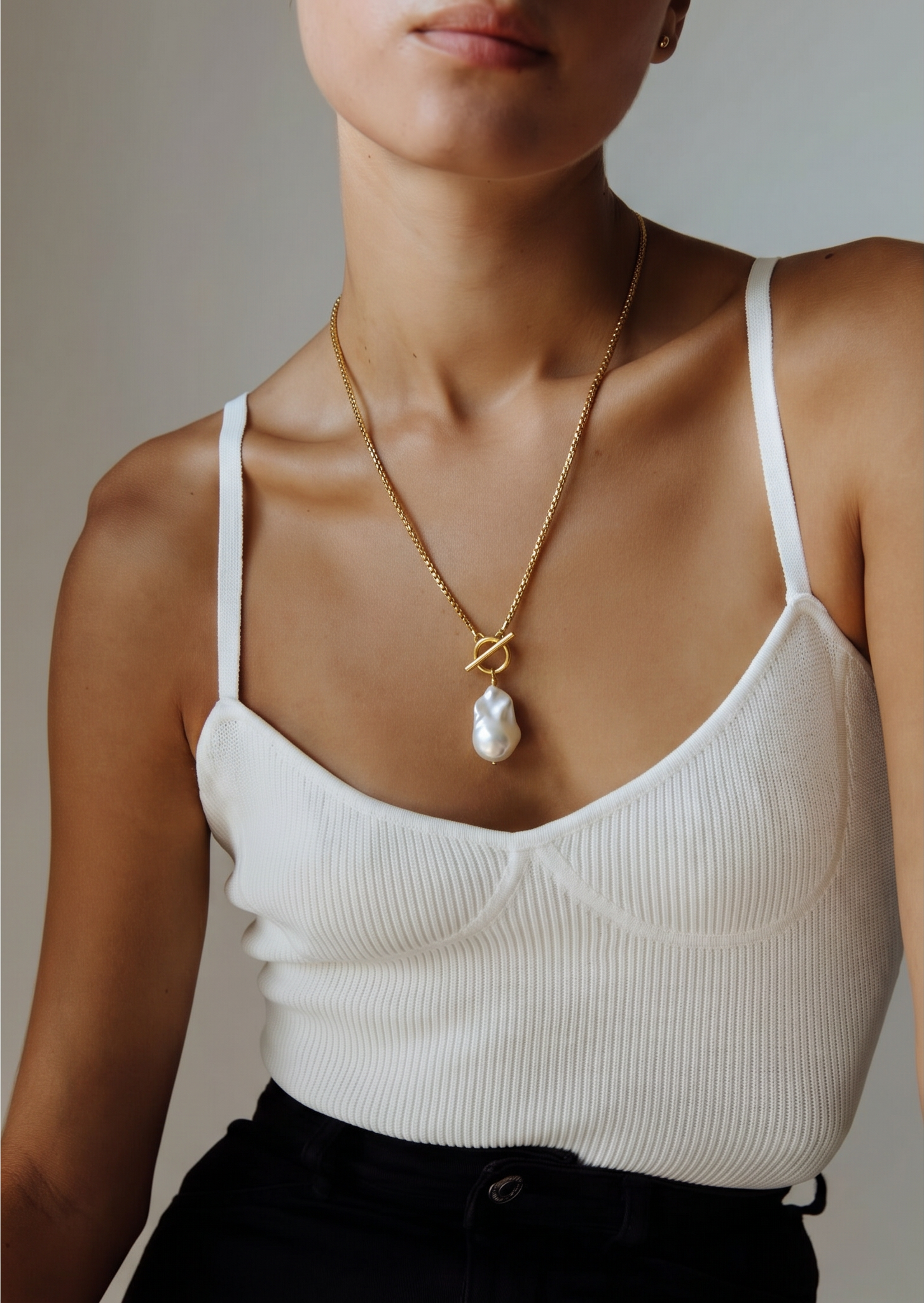 Natural freshwater baroque pearl necklace with stainless gold chain(Tarnish free & water proof)
