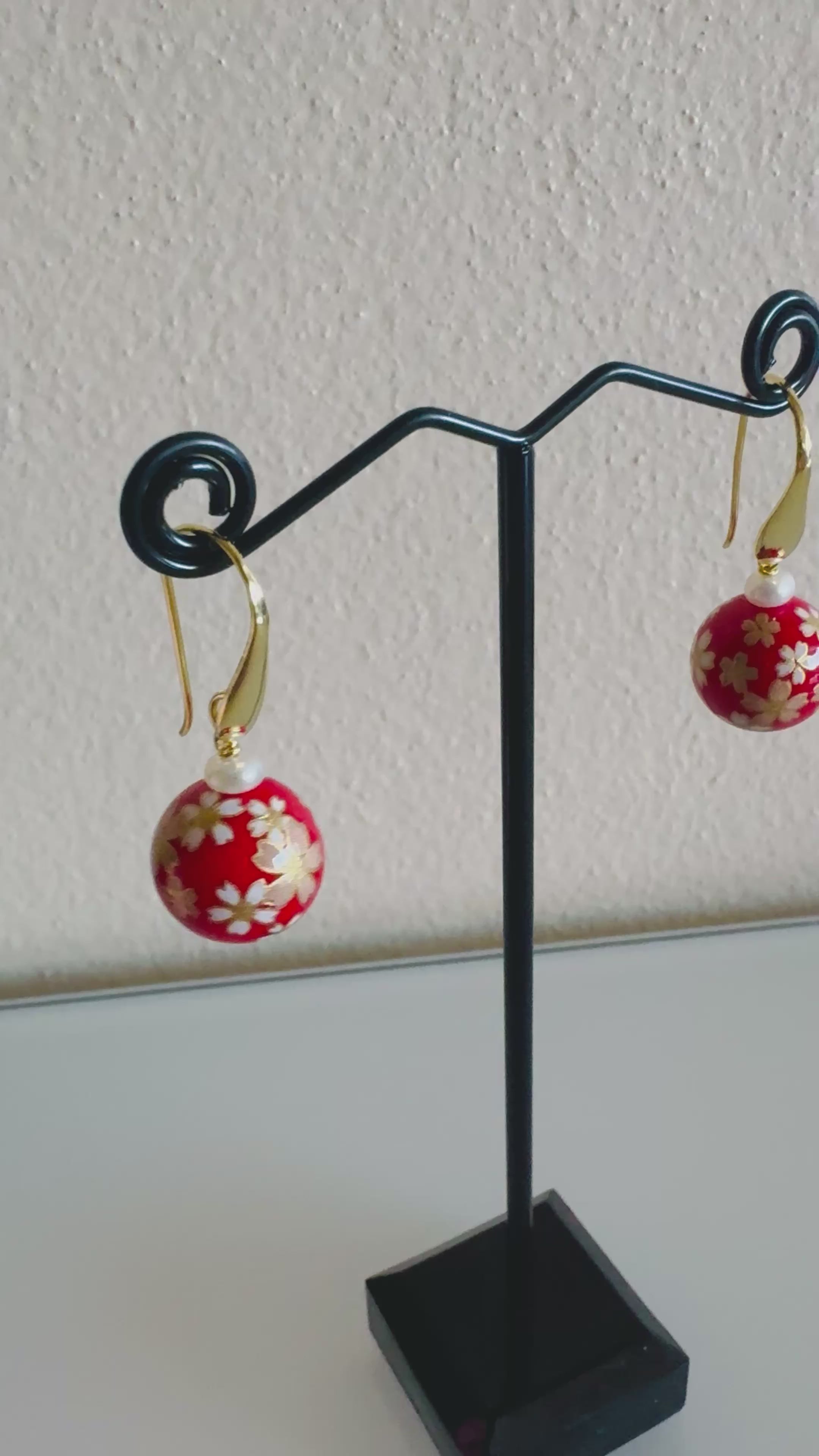 Sterling silver Japanese tensha beads and freshwater pearl earrings