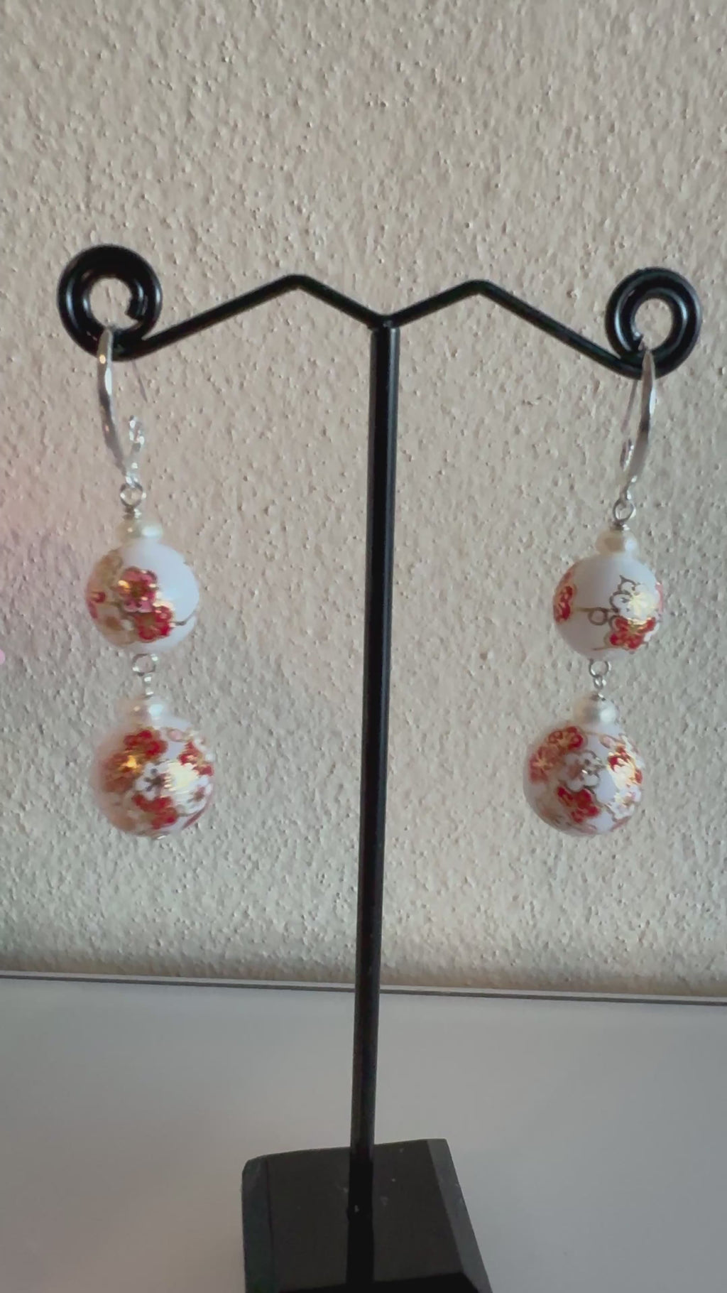 Sterling silver Japanese tensha beads and freshwater pearl earrings