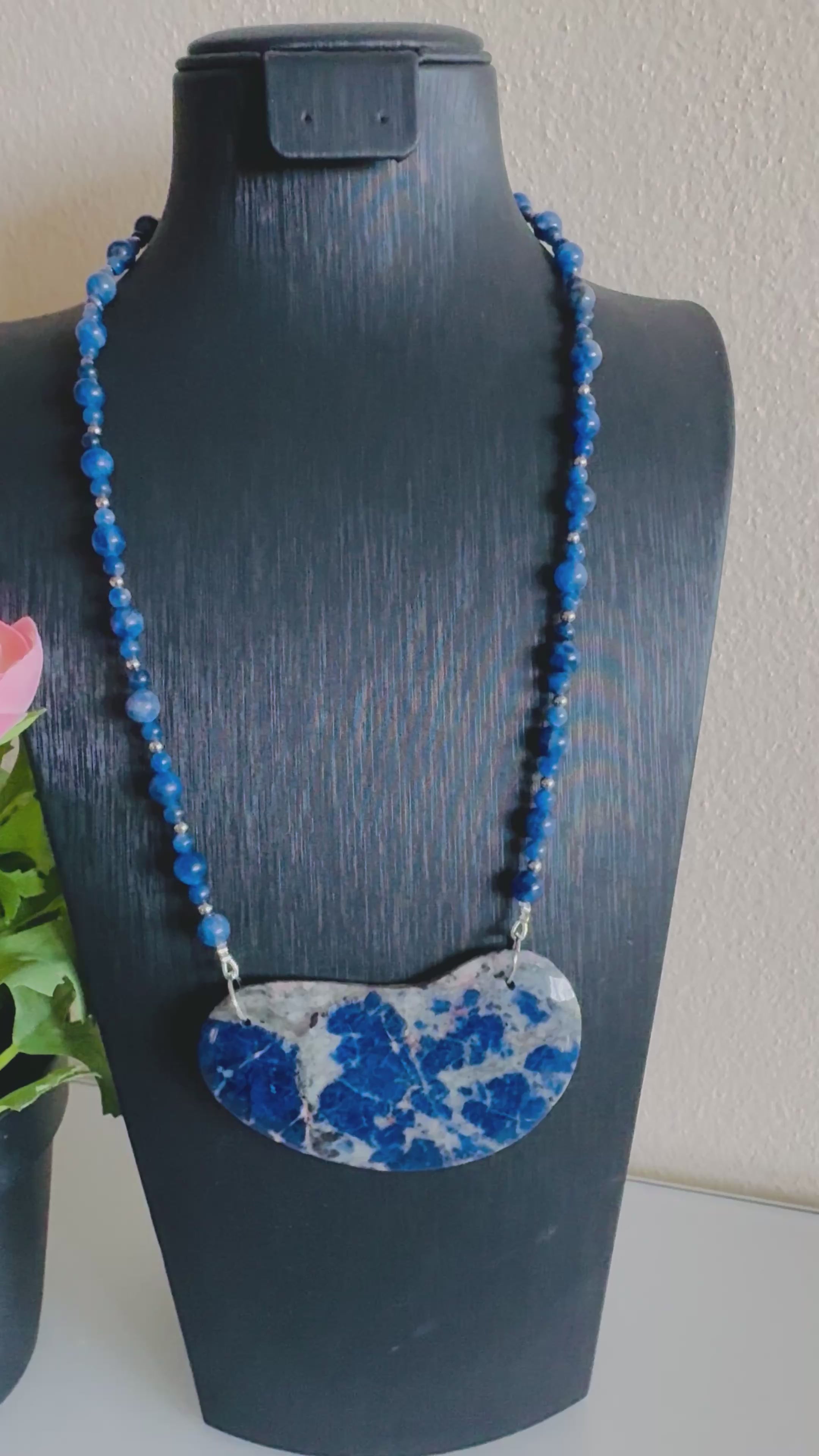 Sodalite necklace with stainless settings(Tarnish free)