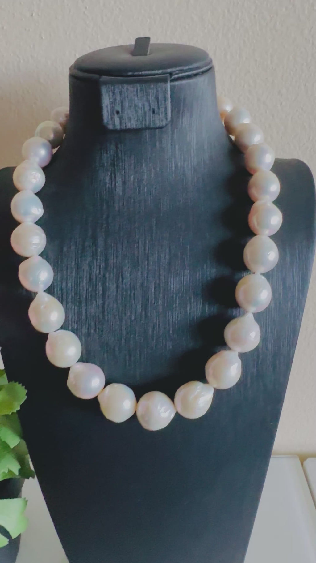 Large White Colour Off Round Pearl Necklace, 925 Sterling Silver Puch Clasp, Genuine Pearl Jewelry, Handcrafted in Australia, Exclusive Gift
