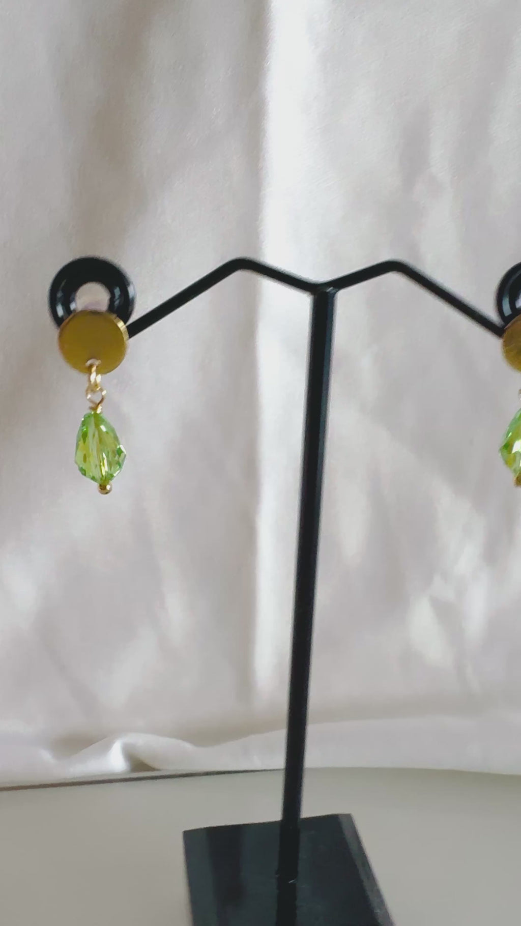 Peridot Green Crystal Drop Earrings, Swarovski Crystal & Surgical Stainless Gold Studs , Handmade in Australia