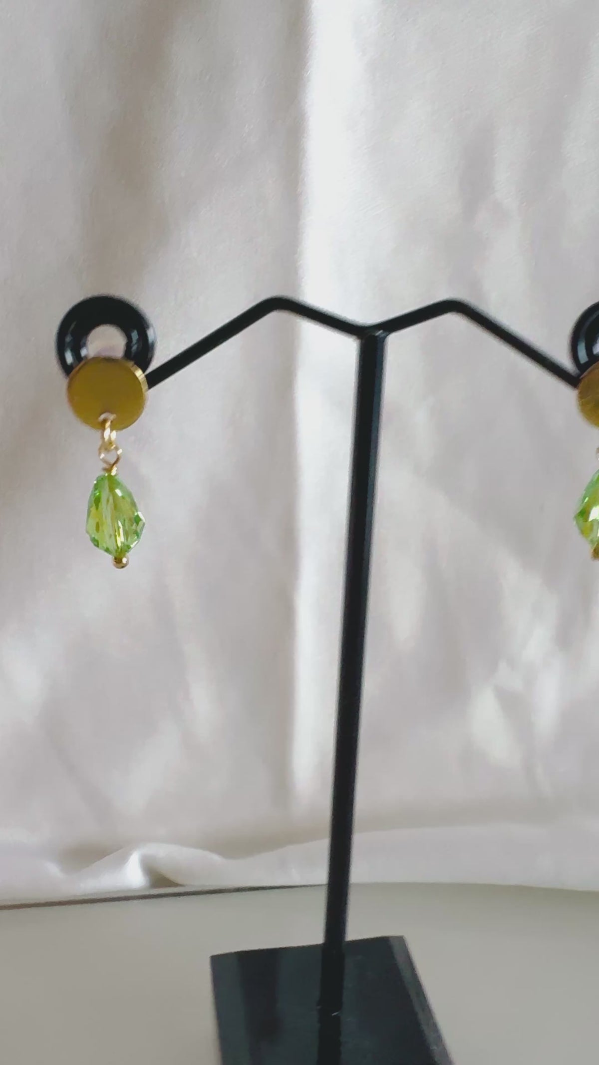 Peridot Green Crystal Drop Earrings, Swarovski Crystal & Surgical Stainless Gold Studs , Handmade in Australia
