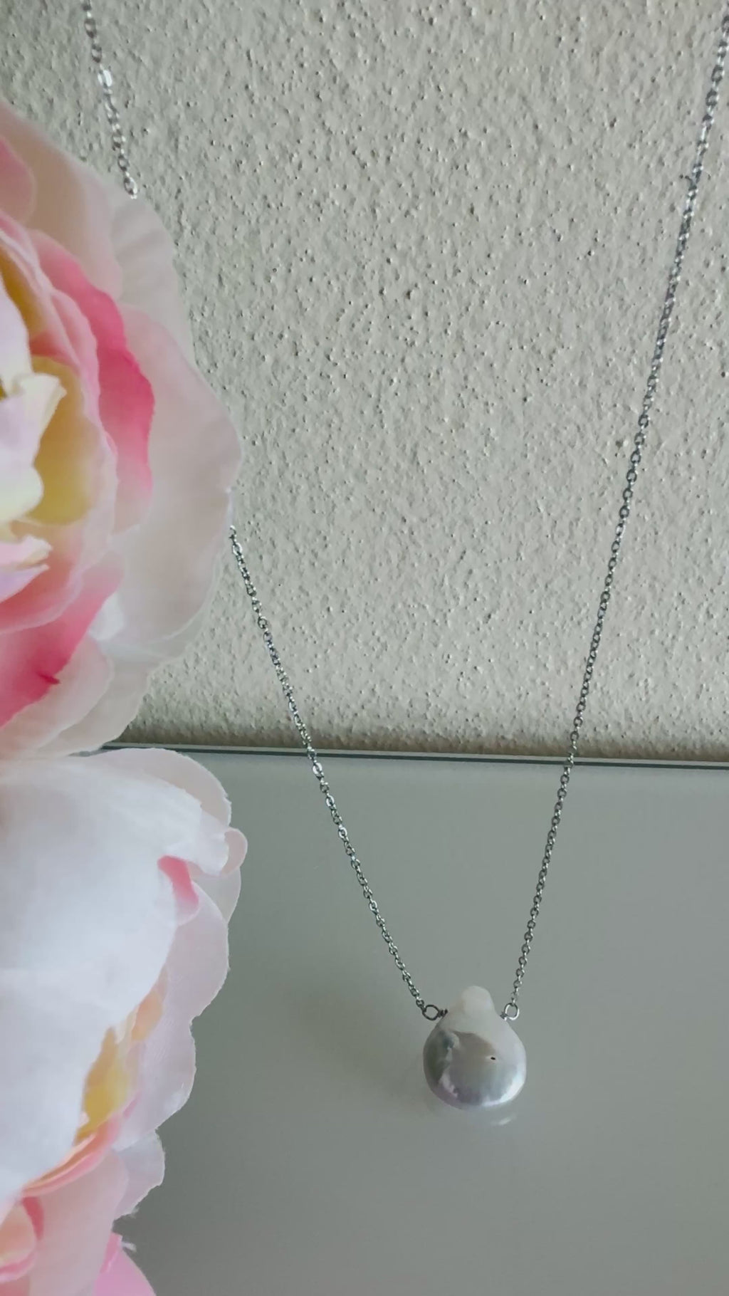Natural Freshwater pearl necklace with stainless chain(Tarnish free & water proof)