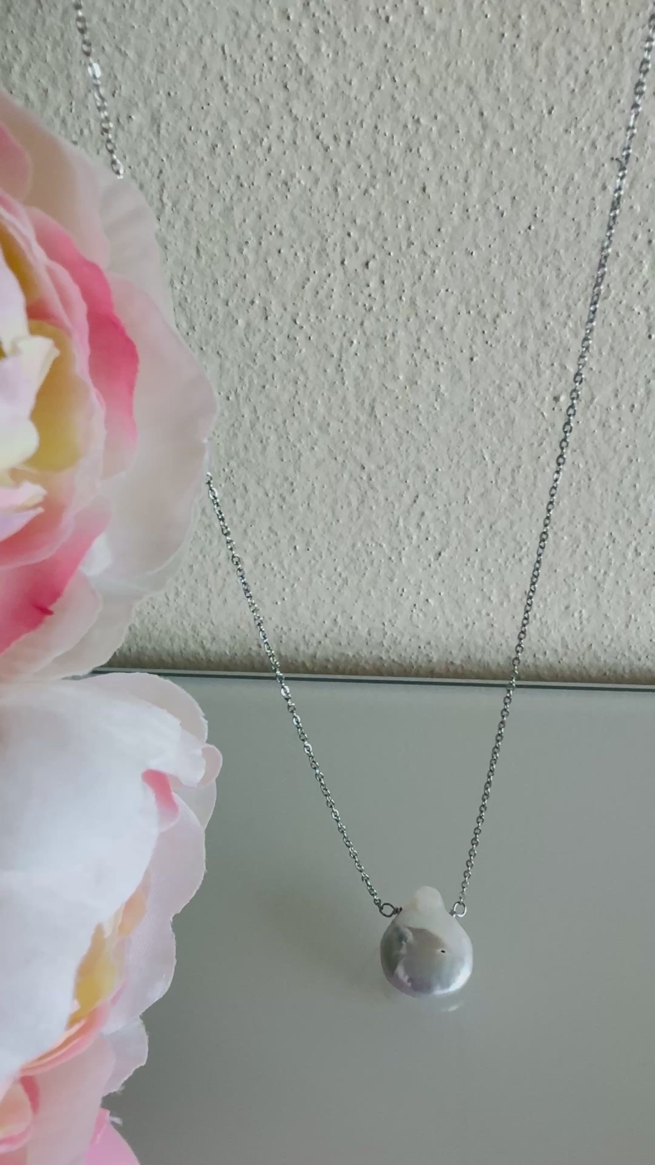 Natural Freshwater pearl necklace with stainless chain(Tarnish free & water proof)