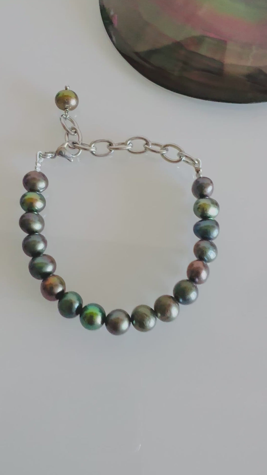 Freshwater Black Pearl Bracelet With Surgical Stainless Chains