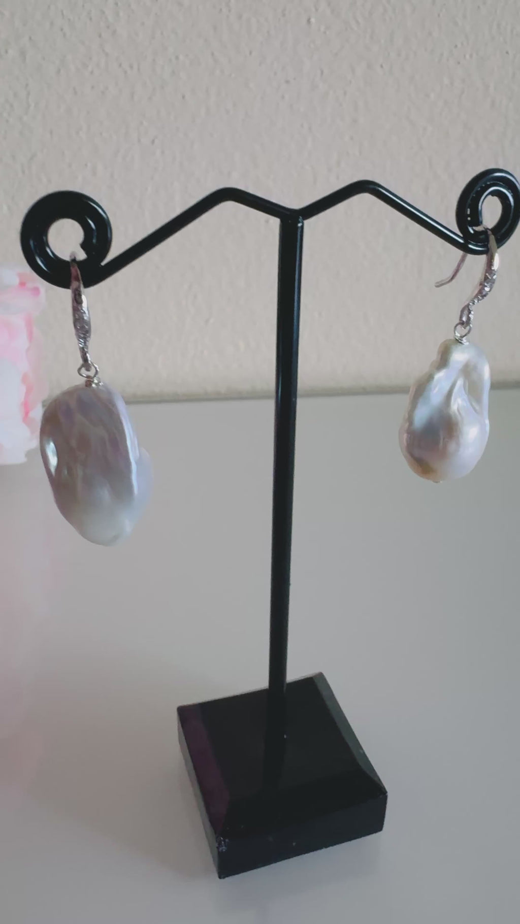 Sterling silver freshwater baroque pearl earrings