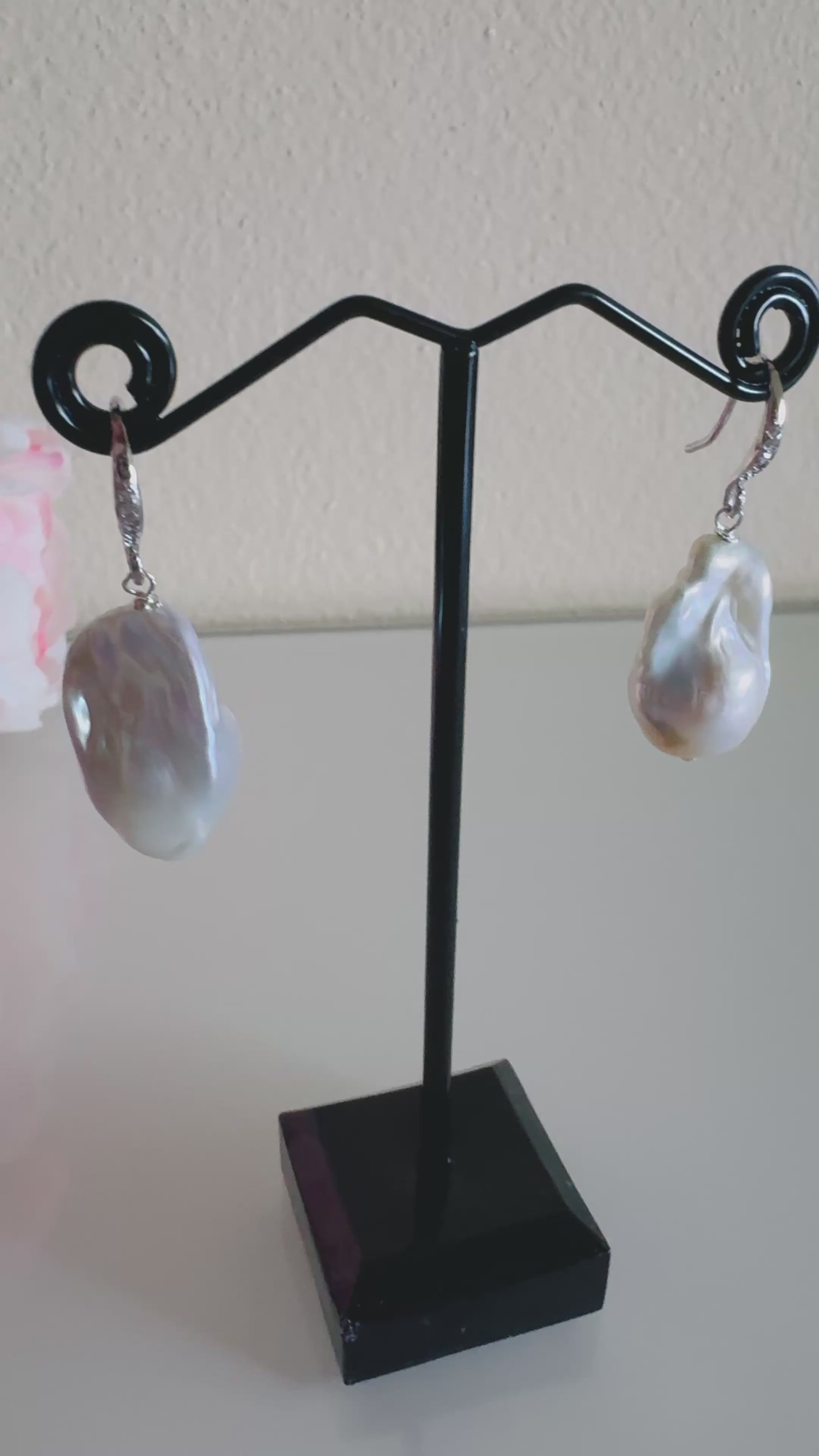 Sterling silver freshwater baroque pearl earrings
