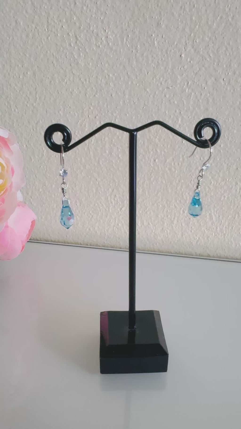 Sterling silver Swarovski elements crystal earring hooks with stainless settings