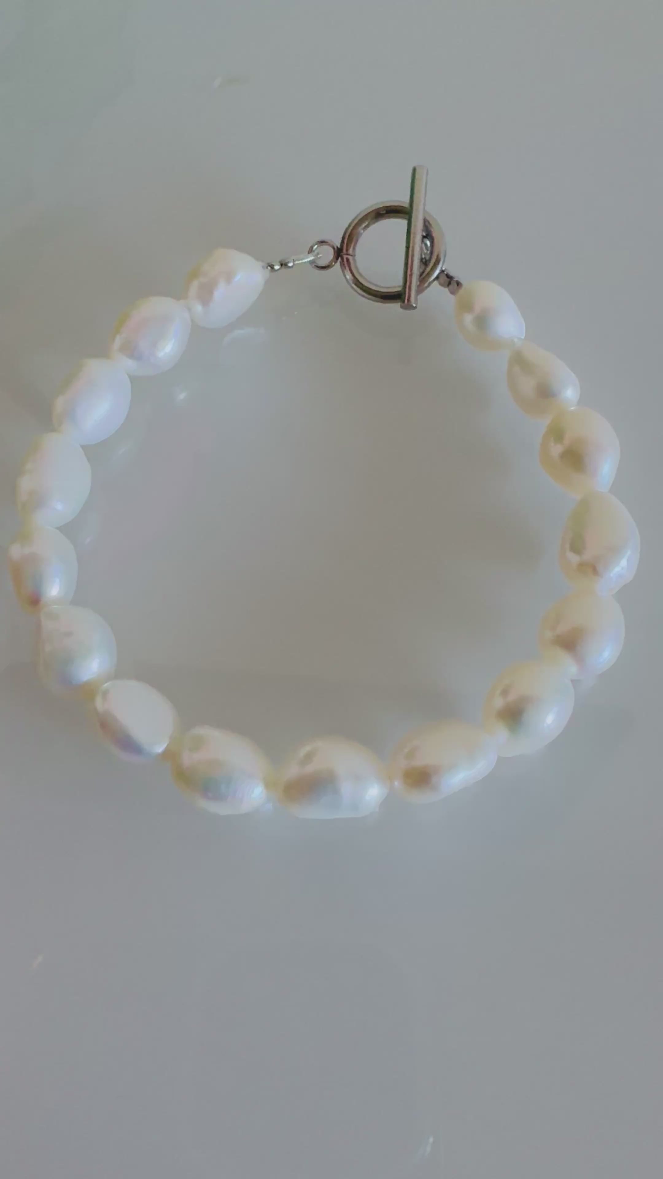 Freshwater free form baroque pearl bracelet with surgical stainless settings