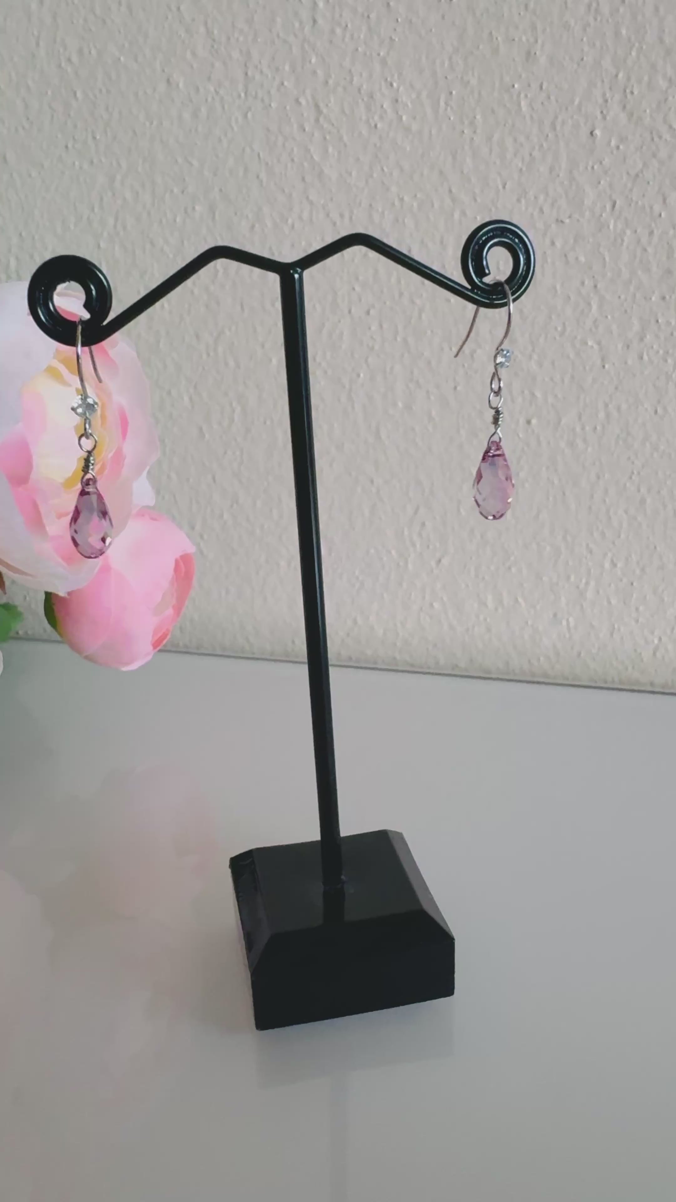 Sterling silver Swarovski elements crystal earring hooks with stainless settings