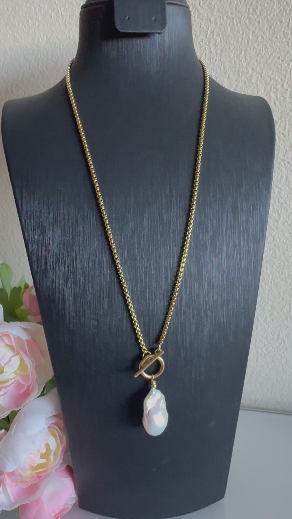 Natural freshwater baroque pearl necklace with stainless gold chain(Tarnish free & water proof)
