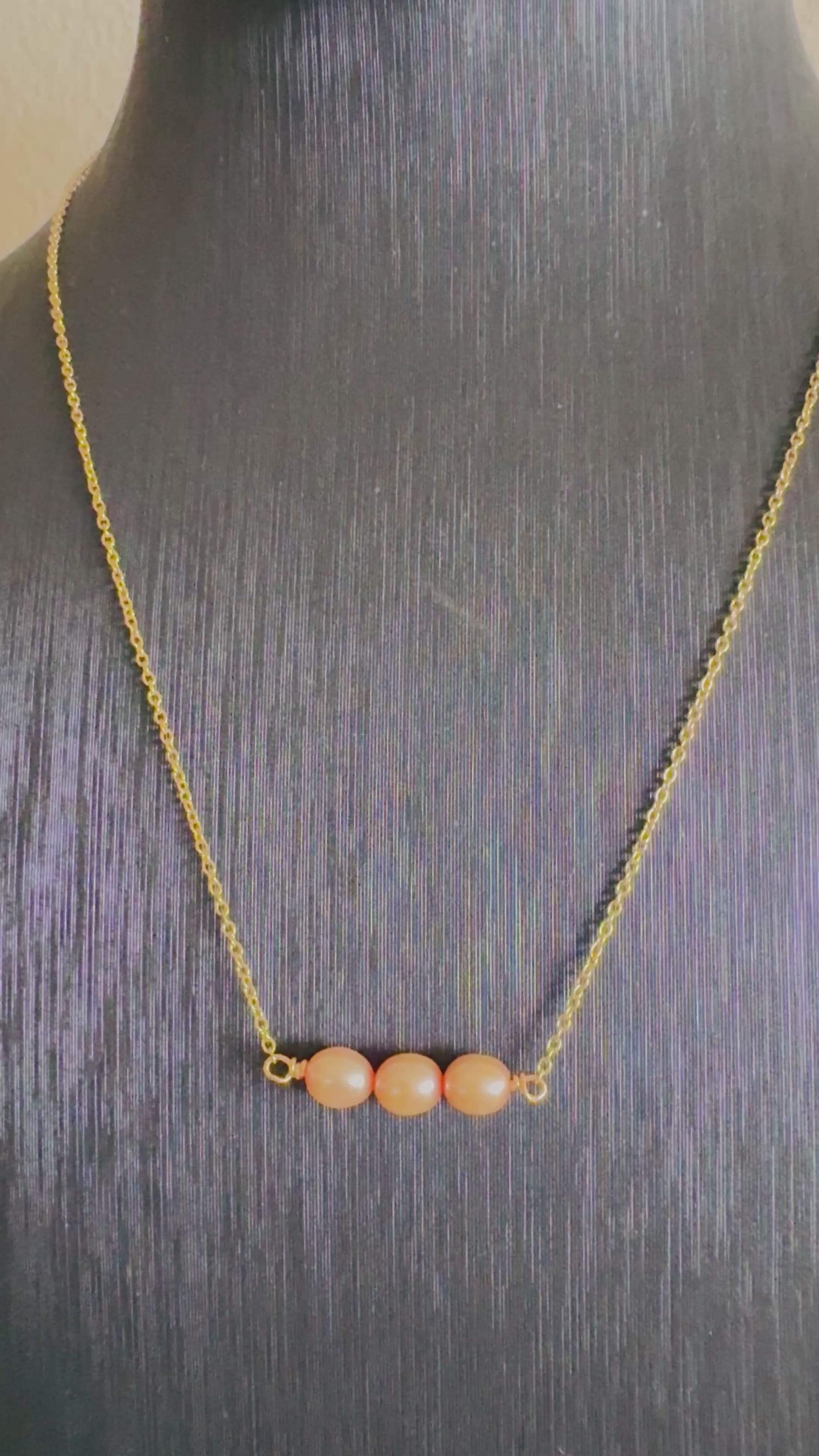 Freshwater golden pearl necklace with stainless gold chains(Tarnish free & water proof)