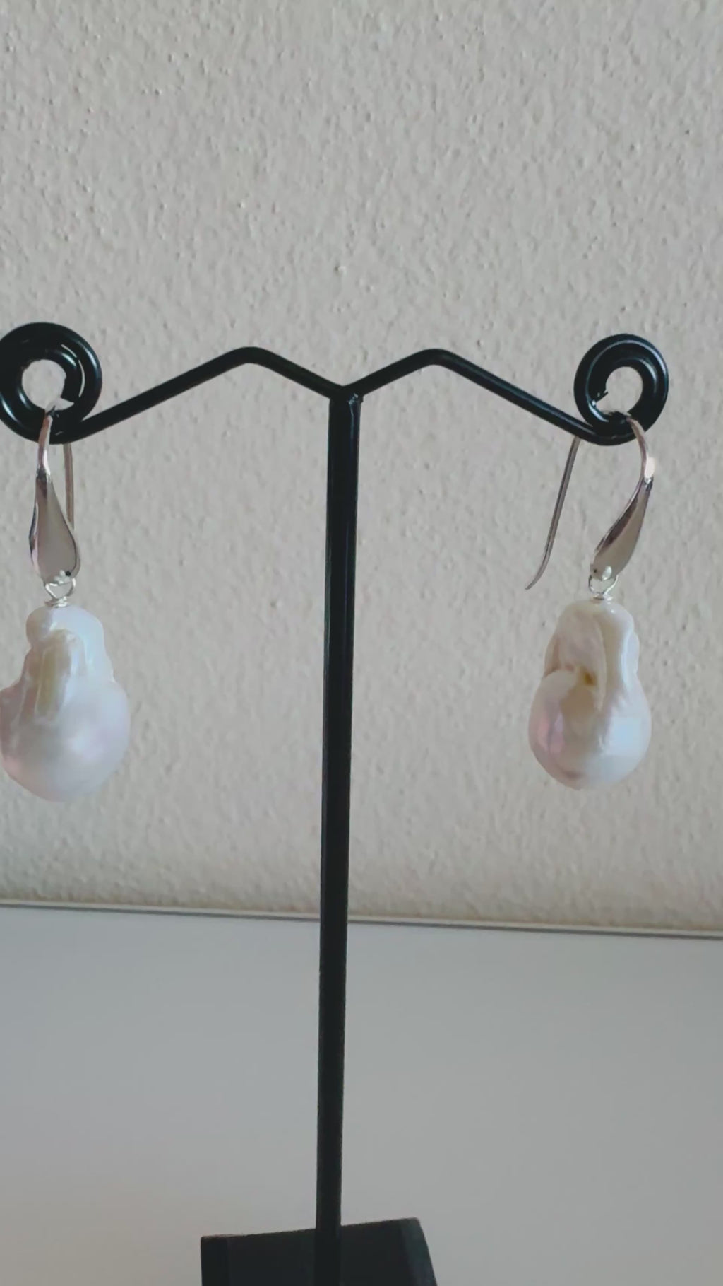 925 Sterling Silver Rhodium Plated Freshwater Pearl Drop Earrings, Large Baroque Dangle, Elegant Bridal Jewellery, Anniversary Gift