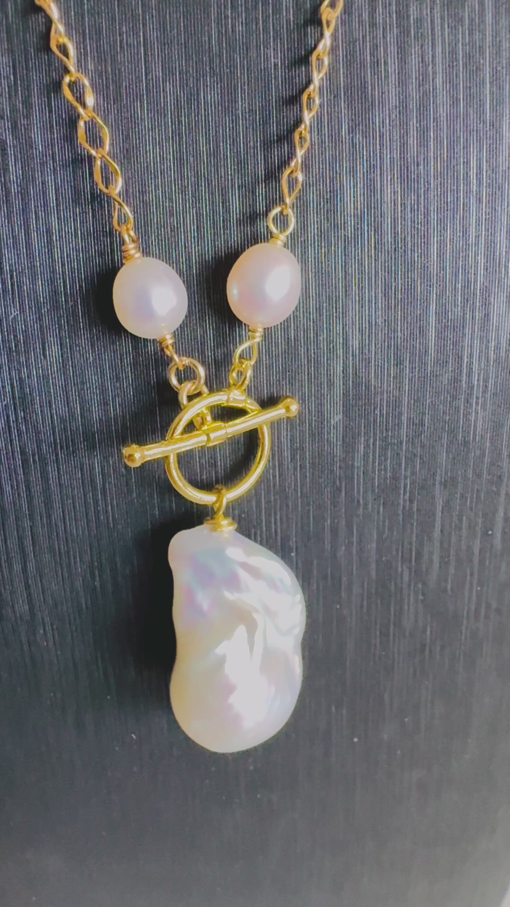 Freshwater baroque pearl necklace with stainless gold chain(Tarnish free & water proof)