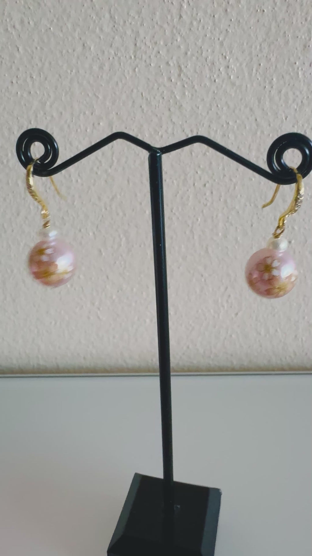 Sterling silver Japanese tensha beads and freshwater pearl earrings