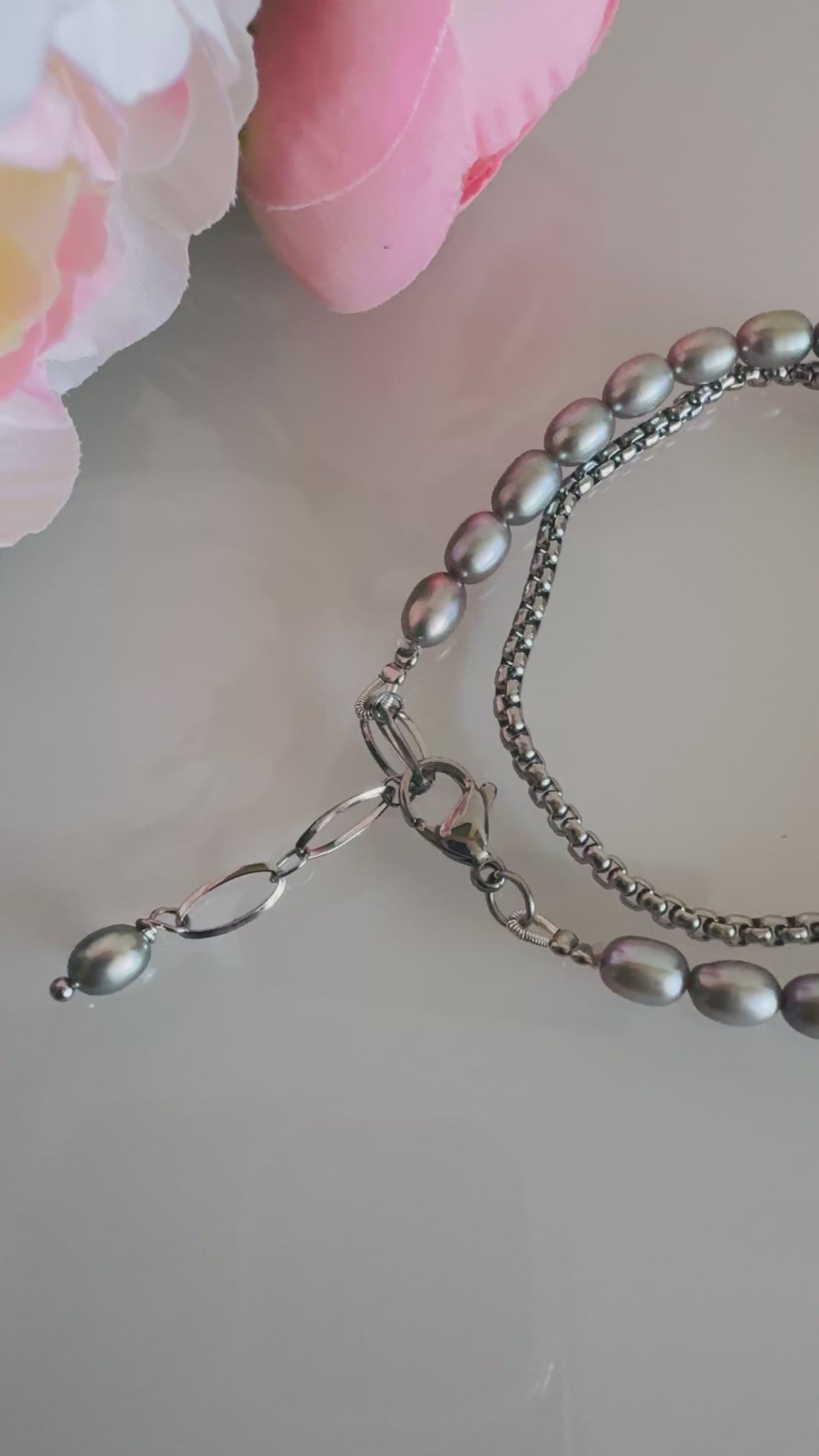 Freshwater Grey Colour Pearl Wrapping Bracelet, Real Pearl Jewellery, Waterproof Surgical Stainless Chain & Adjustable Clasps, Gift for Her