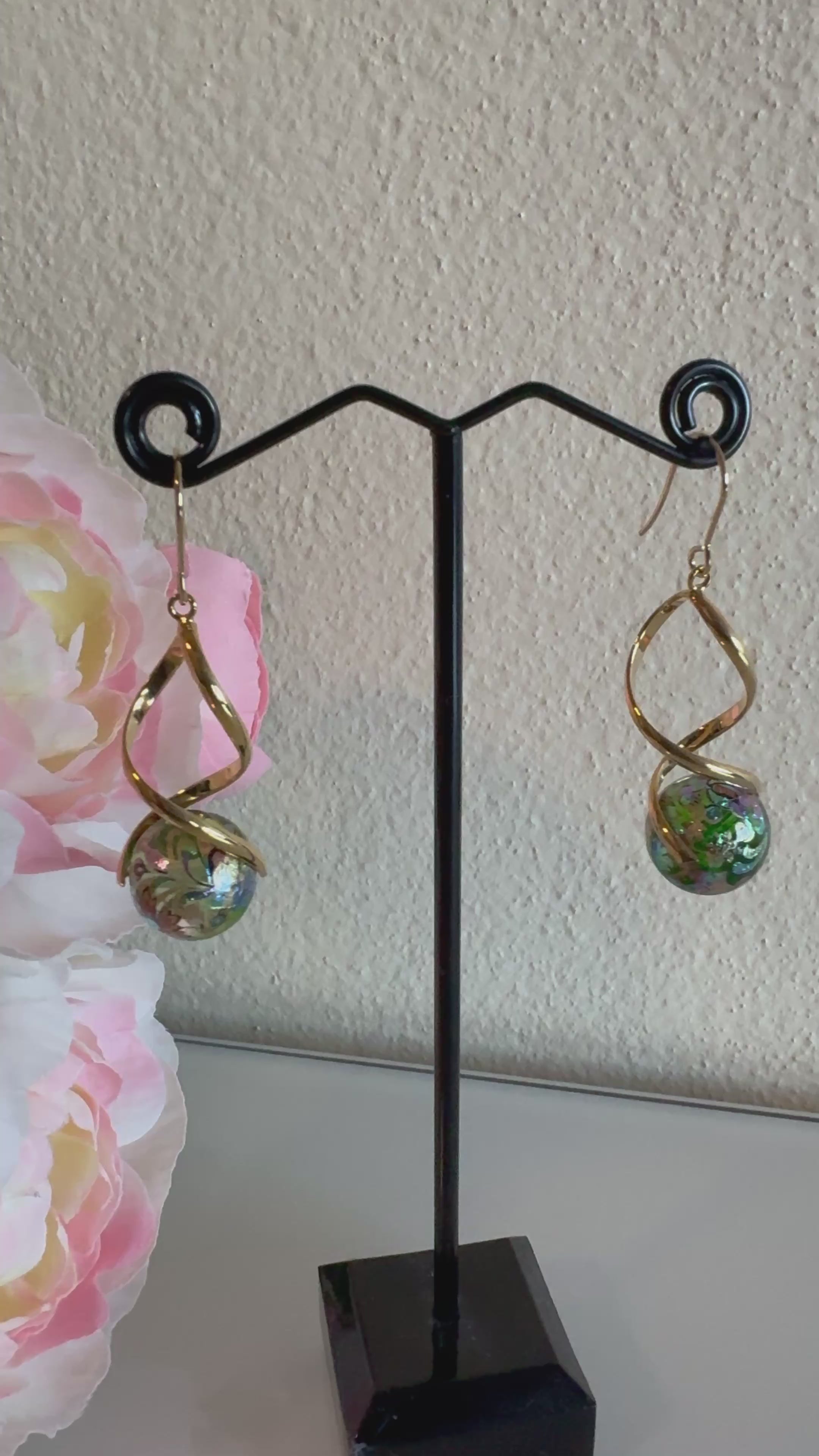 Japanese tensha beads earrings with surgical stainless steel hooks