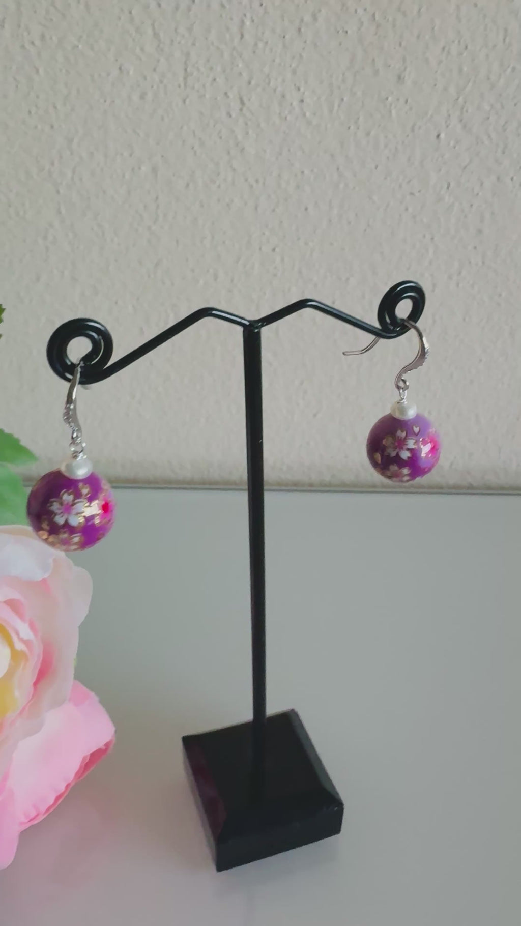 Sterling silver Japanese tensha beads and freshwater pearl earrings