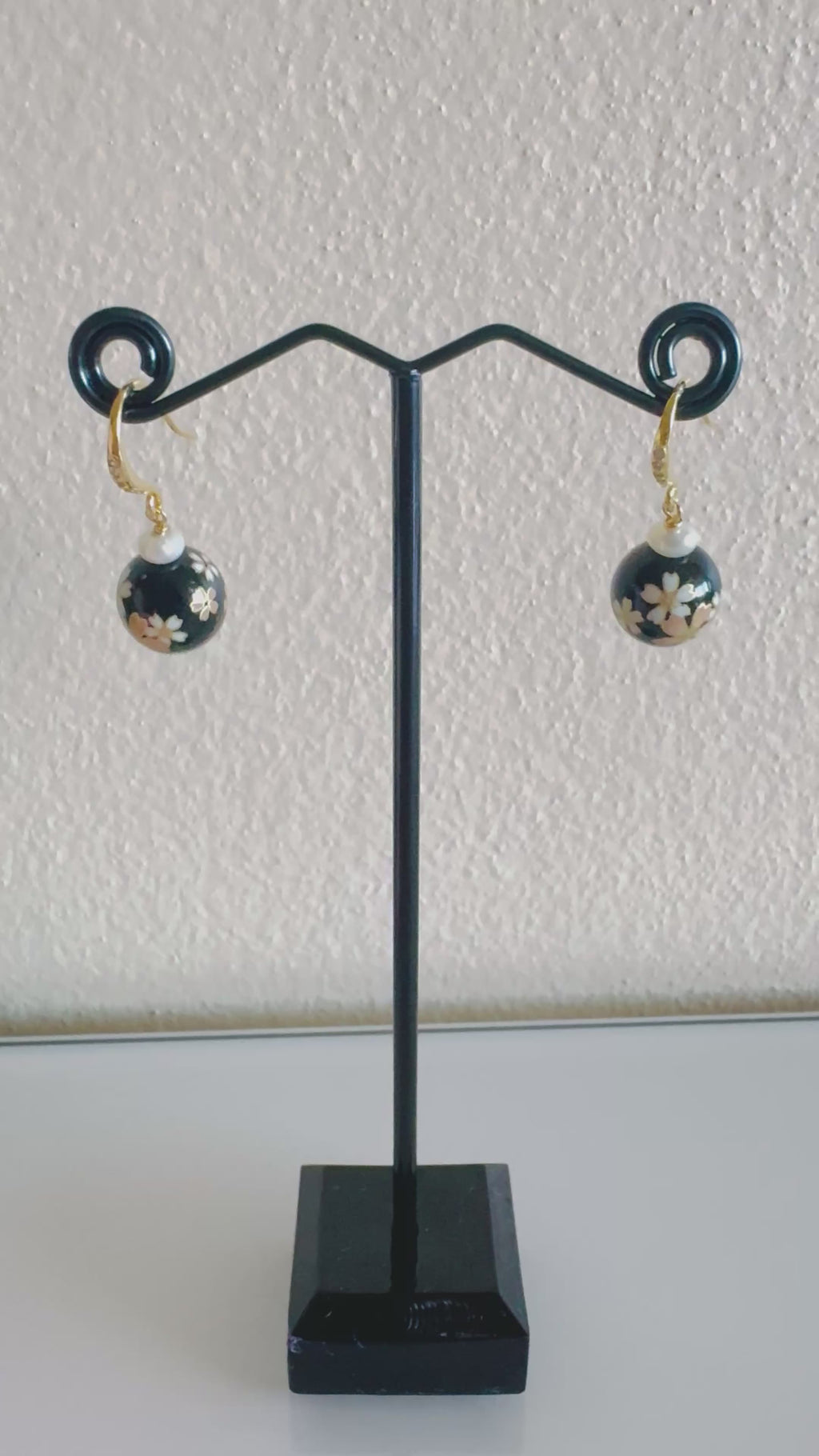 Sterling silver Japanese tensha beads and freshwater pearl earrings