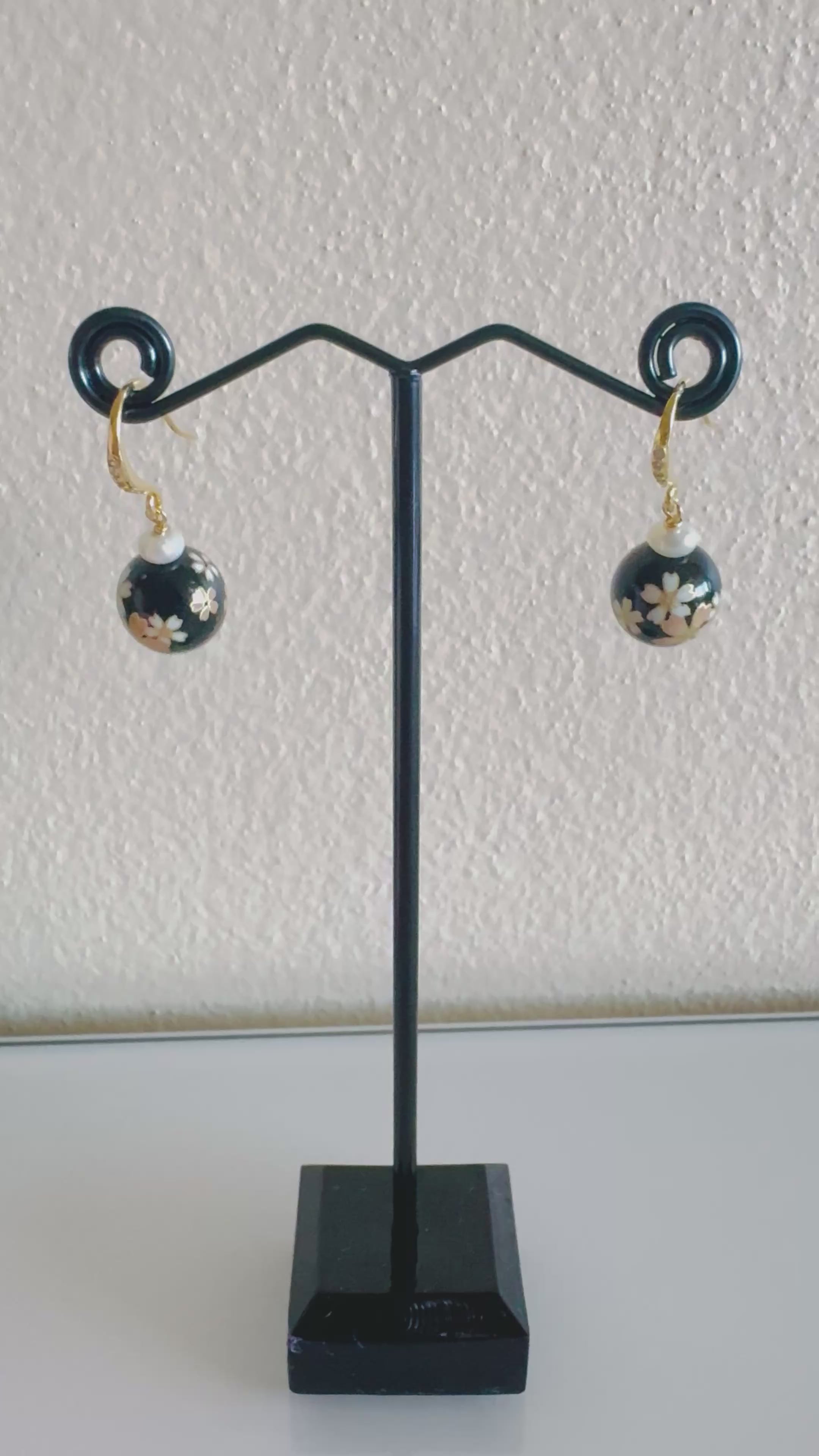 Sterling silver Japanese tensha beads and freshwater pearl earrings