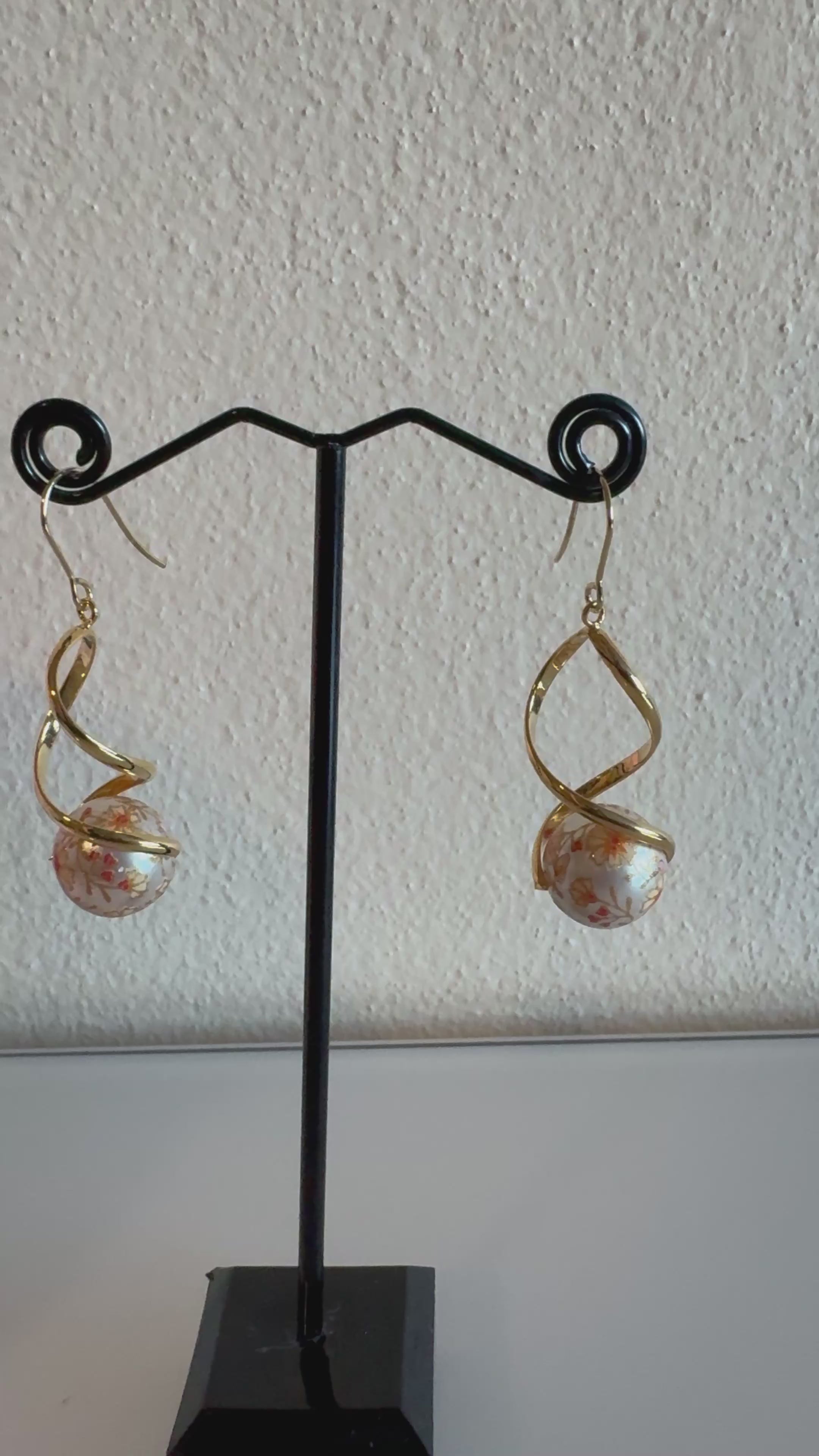 Japanese tensha beads earrings with surgical stainless settings